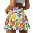 thumbnail image 4 of HELLHERO Vibrant Multi-Floral Polyester Spandex Golf Skorts with Built-in Shorts, 2 Side Pockets Flowy Active Skort for Tennis Yoga Daily Wear, 4 of 9