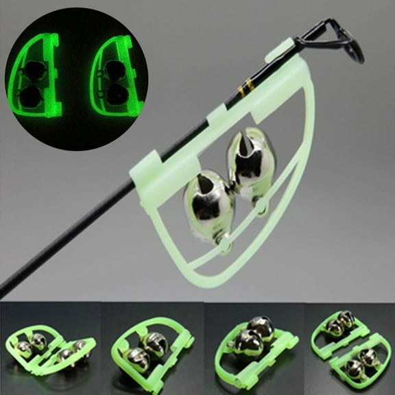 Opolski 2Pcs Outdoor Night Glow Twin Bell Rings Fishing Rod Clip Bite Lure Alarm Alert