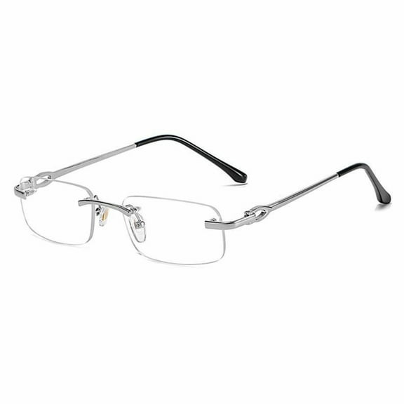 Retro Narrow Clear Lens Rectangular Silver Wire Frame Metal Designer Vintage Style Frameless Unisex Square Rimless Men’s Women Clear Tint Rectangle Hip Hop Eye Glasses