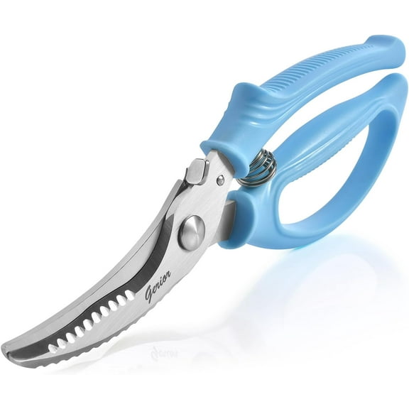 Heavy Duty Poultry Shears - Kitchen Scissors for Cutting Chicken, Poultry, Game, Meat - Chopping Vegetable - Spring Loaded - Blue