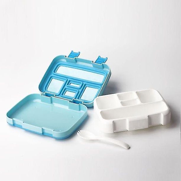 Fiambrera para microondas, caja Bento portátil de rejillas múltiples para estudiantes escolares, ni?os (azul)