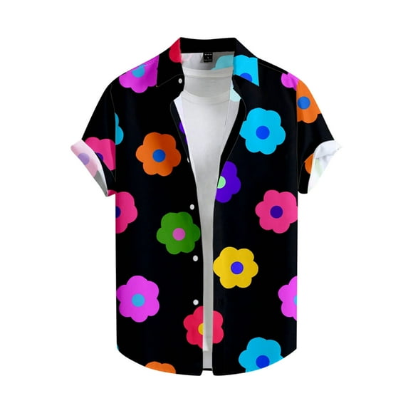 Txeol Get Ready for Adventure: Stylish Mens Hawaiian Shirts Short Sleeve Button Down - Essential for Every Fashion-Forward Wardrobe this Season Flash Deals,Black,XL