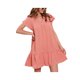 thumbnail image 3 of SAYOO Vestido de manga corta para mujer, vestido de ajuste holgado con dobladillo con volantes y cuello en V de color sólido, ropa informal simple y elegante de una pieza SAYOO  S M L XL XXL, 3 of 8