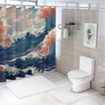 thumbnail image 7 of Orinice Japanese Ocean Shower Curtain Nautical Blue Sea Wave Beach Theme Small Window Curtain Bathroom Decor Set with Hooks Waterproof Washable  60x72, 7 of 7