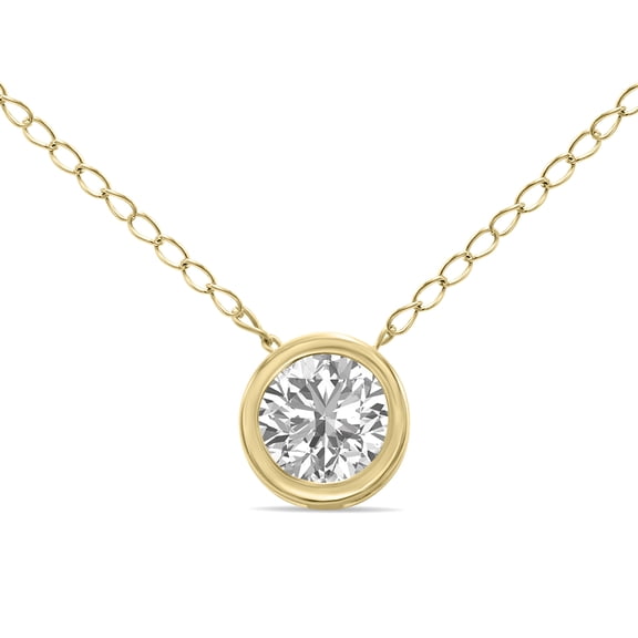 SZUL Women's 1/4 Carat Lab Grown Diamond Bezel Pendant in 14K Yellow Gold (F-G Color, VS1-VS2 Clarity)