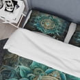 thumbnail image 4 of Designart "Om Symbol Hinduisim Sacred painting" Spiritual Bedding Covert Set - Hinduism Teal Traditional Bed Set With 2 Shams, 4 of 6