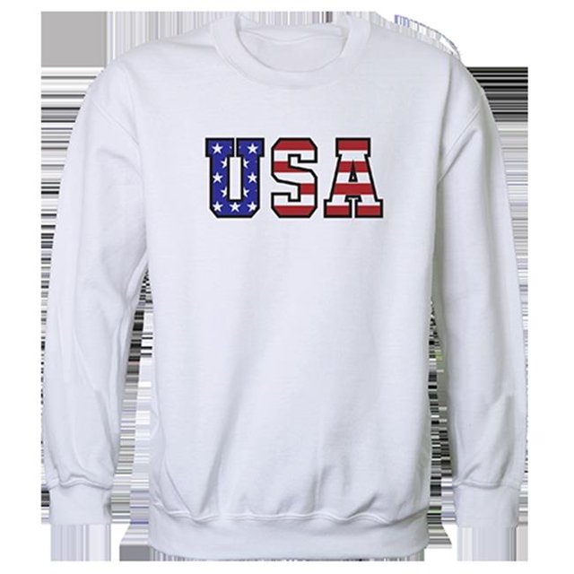 Rapid Dominance RS3-784-WHT-04 Drapeau Texte Graphique Col Rond Sweat-Shirt&44; Blanc - Extra Large