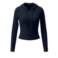 thumbnail image 4 of Vinsonshop Women's Lightweight Zip Up Hoodie Drawstring Long Sleeve Cropped Jacket (S-XXL), 4 of 6