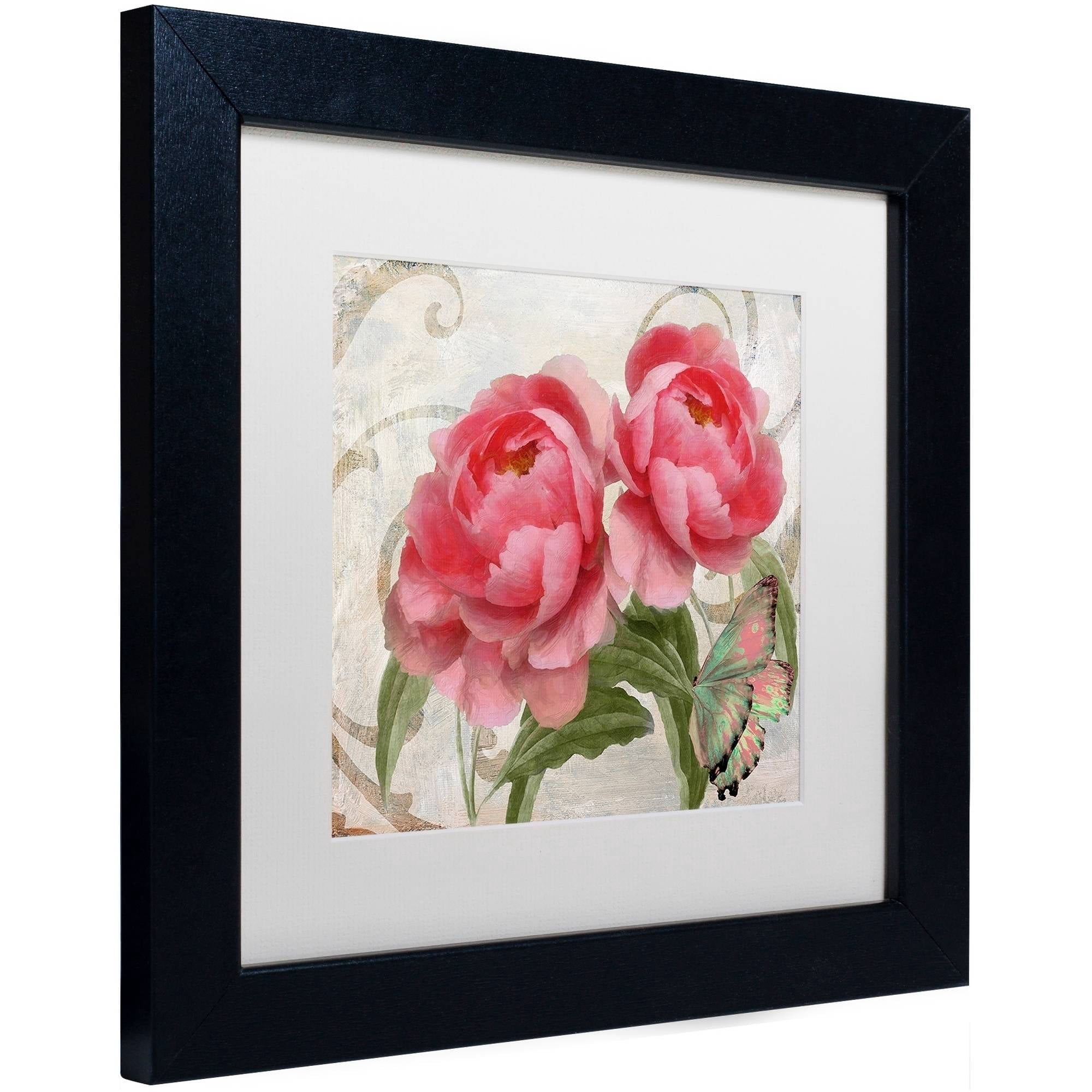 Trademark Fine Art "Apricot Peonies I" Canvas Art by Color Bakery White Matte, Black Frame