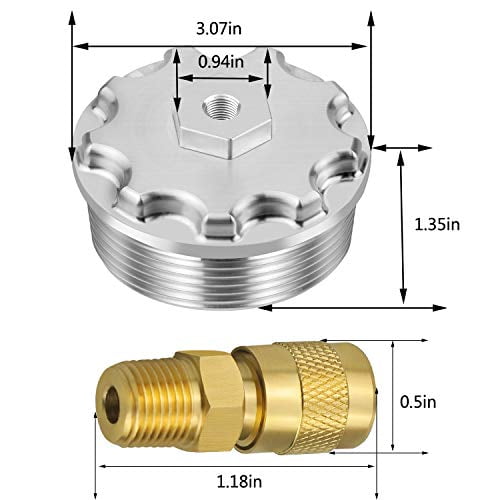 Fuel Filter Cap with Fuel Pressure Port Compatible with Ford 2003-2007 Powerstroke Diesel 6.0L F250/ F350/ F450/ F550/ F650/ F750 Aluminum, Silver Fuel Filter Cap with Fuel Pressure Port Compatible with Ford 2003-2007 Powerstroke Diesel 6.0L F250/ F350/ F450/ F550/ F650/ F750 Aluminum, Silver