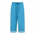 thumbnail image 6 of YOZGXEG Wide Leg Pants Women Women Summer Wide Leg Linen Pants Elastic Waist High Waisted Casual Beach Trousers Blue S-3Xl, 6 of 7