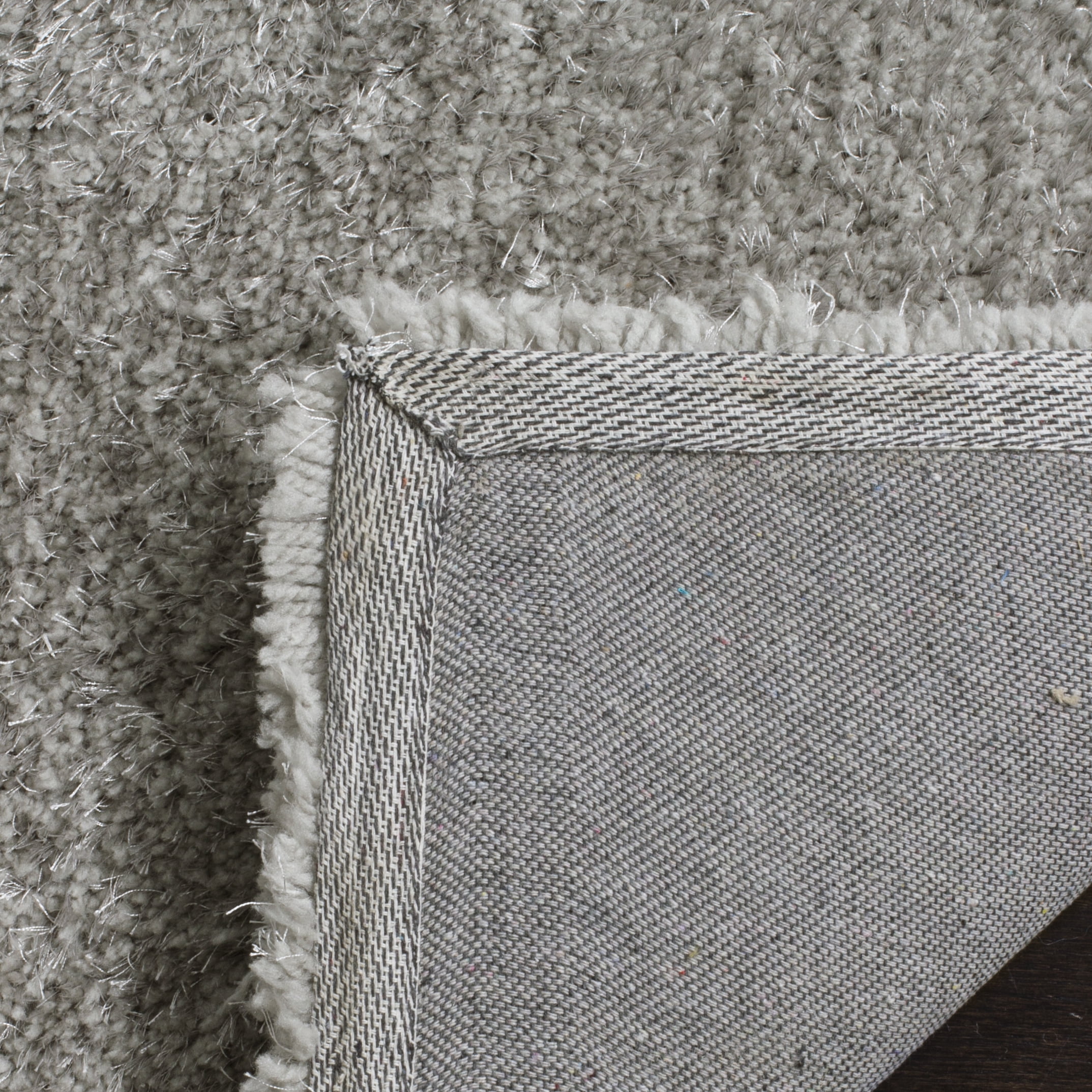 SAFAVIEH Joella Solid Plush Polyester Shag Area Rug, Light Grey, 5' x 5' Square