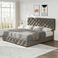 thumbnail image 2 of Kojooin Queen Bed Frame - Linen Upholstered with Diamond Stitched Tufting, 4 Storage Drawers & Adjustable Headboard, No Box Spring Required, 2 of 7