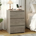 thumbnail image 3 of Homfa 3 Drawers Nightstand with Charging Station, Side Table with Storage for Living Room, Bedside Nightstand for Bedroom, Wash Gray, 3 of 9
