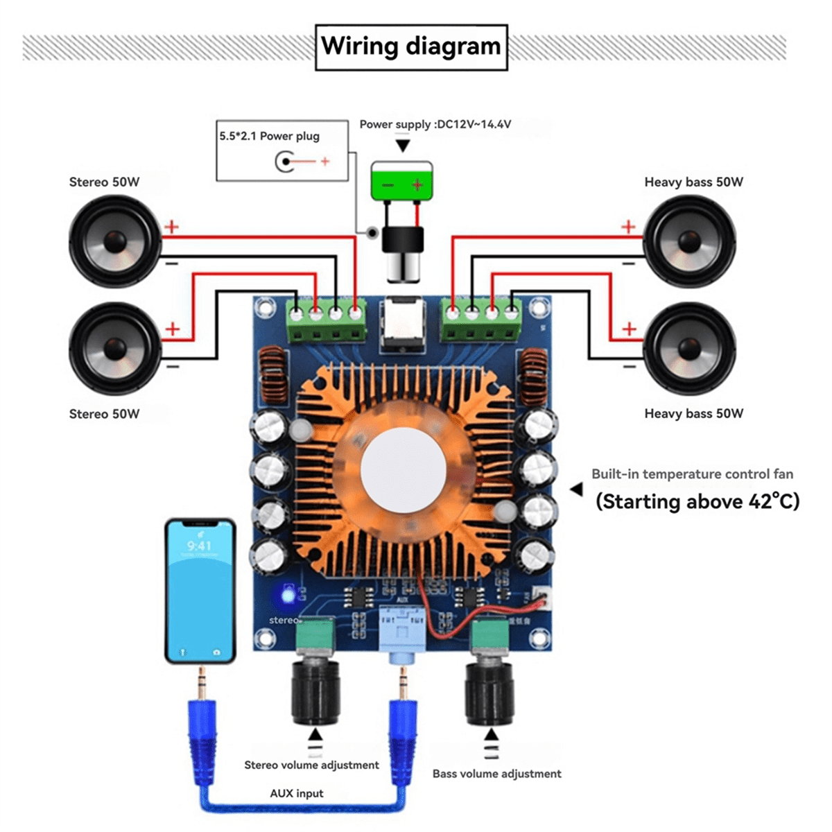 XH-A372 Audio Amplifier Board TDA7850 Four Channel 50Wx4 HIFI Car Stereo Subwoofer Amplifier Bass AMP Home Theater,1 * Audio Amplifier Board