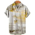 thumbnail image 3 of Camisa retro de manga corta para hombre, periódicos antiguos impresos en 3D, diseño de botones informal y moderno para ropa de calle y hogar, 3 of 5