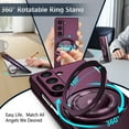 thumbnail image 5 of for Samsung Galaxy Z Fold 5 5G Folding Case, Magnetic 360 Rotating Ring Kickstand Frosted Hard PC Folding Case with Wireless Charging Compatibility for Samsung Galaxy Z Fold 5 5G, Winered, 5 of 11
