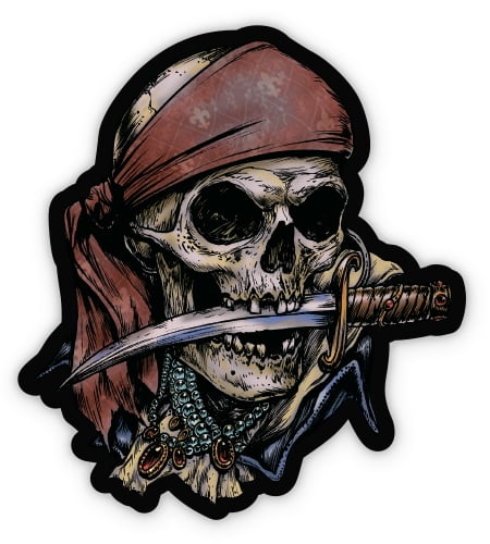 Pirate Team Sticker Set Skull Crossbone BLACK on clear back 18 stickers total 