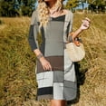 thumbnail image 3 of Geometric Abstract Art Black Brown Grey Flare Dress Square Neck Dress Elegant Female Fashion Printed Dress, 3 of 9