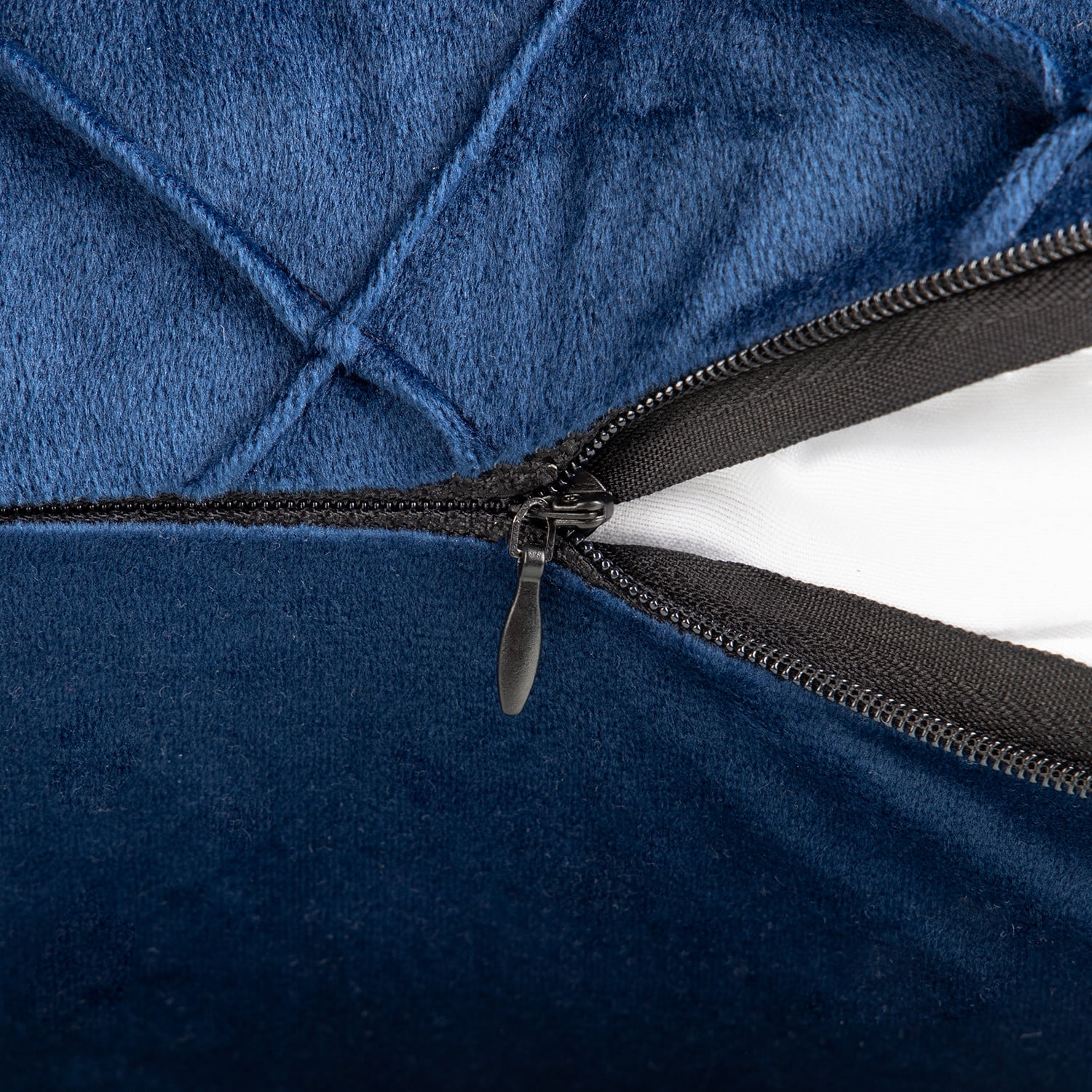 Phantoscope 18"x18" Velvet Pleated Checker Decorative Pillow, Navy Blue