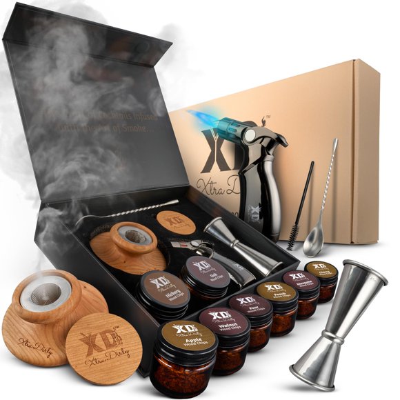 Kit para ahumar cócteles Xtra Dirty 4 Flame Jet con astillas de madera