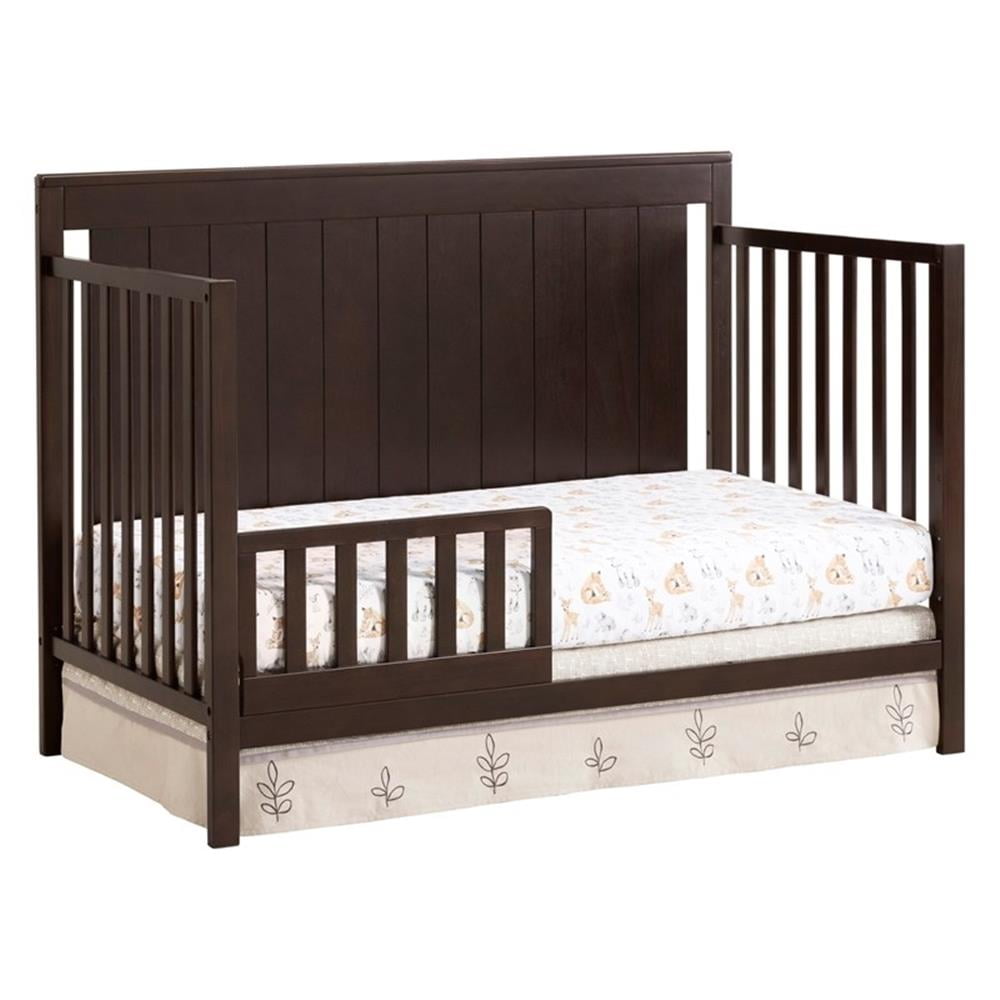 Oxford Baby Lazio 4-in-1 Convertible Crib, Espresso Brown, GREENGUARD Gold Certified, Wooden Crib