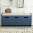 thumbnail image 2 of EUROCO 43" Rustic Storage Bench, Entry Bench Storage Bench with 2 Drawers and 3 False Drawers at the Top, Shoe Bench with Hidden Storage Space for Living Room, Entryway, Navy, 2 of 8