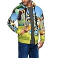thumbnail image 2 of Zofaai Bluey Pattern Men's Zipper Cardigan, Drawstring Hooded Pocket Long Sleeve Cardigan Jacket, Suitable for Leisure and Sports-XX-Large, 2 of 5