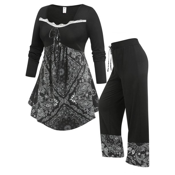 Conjunto Camiseta Talla Extra Estampado Tribal y Pantalones Rosegal Pijamas y Batas Tallas Grandes