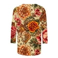 thumbnail image 5 of CYMMPU Spring Tops Crew Neck Floral Pattern 3/4 Sleeve Tunic Tops Fall Trendy Shirts Blouses for Women Dressy Casual Loose Fit Lightweight Basic Tees Multicolor XL, 5 of 5