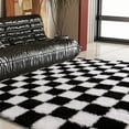 thumbnail image 2 of Conbriboy 5x7ft Black And White Modern Checkerboard Rug For Living Room Bedroom Non-Slip High Pile Soft Fluffy Rug Fuzzy Carpet Bedroom Kids Toddler Room Nursery Playroom, Dorm Home Decor, 2 of 8