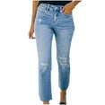 thumbnail image 2 of Idoravan Women's Plus Size Pants Clearance Fashion Women Pockets Button Mid Waist Skinny Ripped Jeans Trousers Hole Denim Pants, 2 of 9