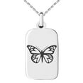 thumbnail image 1 of Stainless Steel Love Butterfly Engraved Small Rectangle Dog Tag Charm Pendant Necklace, 1 of 1