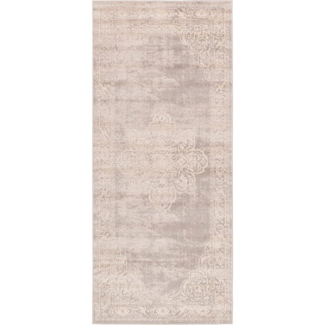 Unique Loom Paris Medallion Border Rug 2' 7 x 6' Runner Gray/Tan