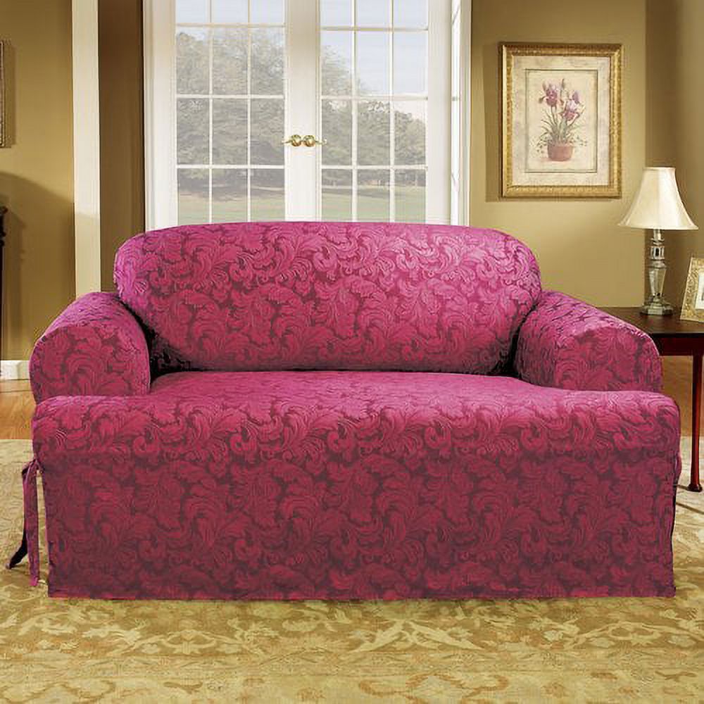 Sure Fit Scroll Brown T-cushion Loveseat - image 2 of 2