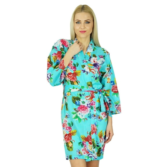 Bimba Women Bridesmaid Robe Floral Short Cotton Getting Ready Robes