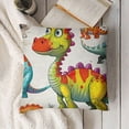 thumbnail image 3 of Throw Pillow Cushion Cover, Colorful Funny Different Dino Themed Friendly Wildlife Extinct Animals , Decorative Square Accent Pillow Case,Purple Orange, 3 of 5