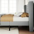 thumbnail image 4 of SHA CERLIN King Size Platform Bed Frame with Fabric Wingback&Tufted Upholstered Headboard, Light Grey, 4 of 9