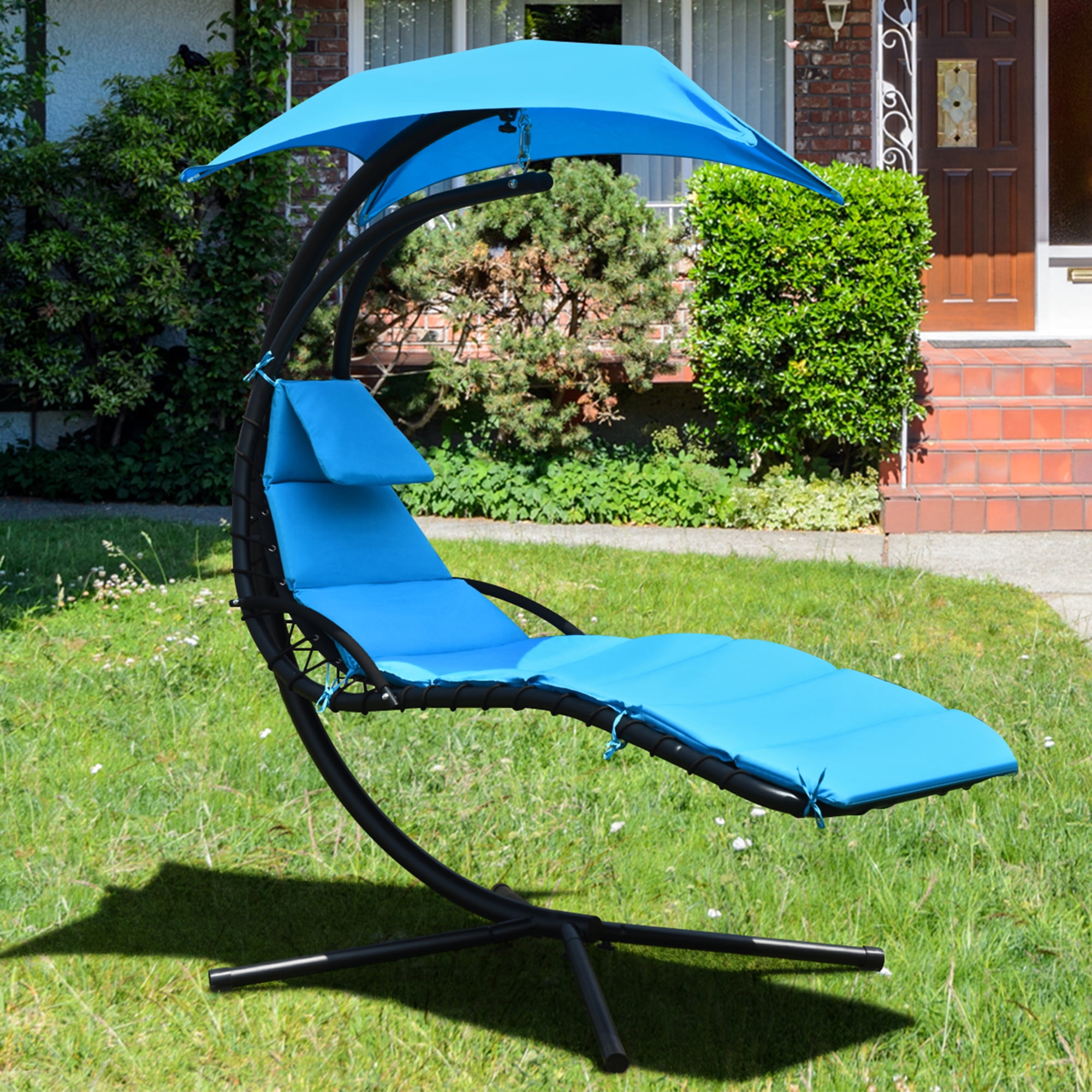 Swing Chair Parasol UV Protection Helicopter Hanging Chaise Lounger Patio Garden 