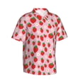 thumbnail image 3 of Xecao Hand Drawn Strawberry print Hawaiian shirt - a stylish short-sleeve button-down for men, perfect for casual beach and tropical outings., 3 of 9