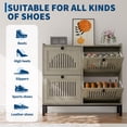 thumbnail image 1 of QinaQin 4 Flip Drawer Shoe Storage Cabinet, Hollow Out Panel, Washed Grey, 1 of 9