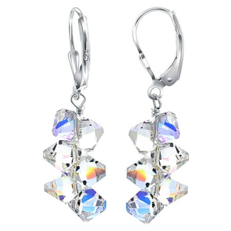 Charoite Gem - Gem Avenue 925 Sterling Silver Cluster Style Multicolor Crystal Drop Earrings