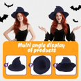 thumbnail image 5 of Women's Knitted Witch Hat, Wool Blend Pointed Spire Cap with Wide Brim, Fall Fashion Beanie for Everyday Wear, Halloween Cosplay & Masquerade (Navy Blue), 5 of 7