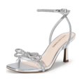 thumbnail image 1 of Sandalias DREAM PAIRS para mujer con doble lazo, tacones plateados, talla 8, 1 of 6