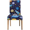 thumbnail image 2 of FMSHPON Cartoon Space Astronaut Rockets Planets Stars Starry Night Stretch Chair Cover Protector Seat Slipcover for Dining Room Hotel Wedding Party Set of 4, 2 of 6