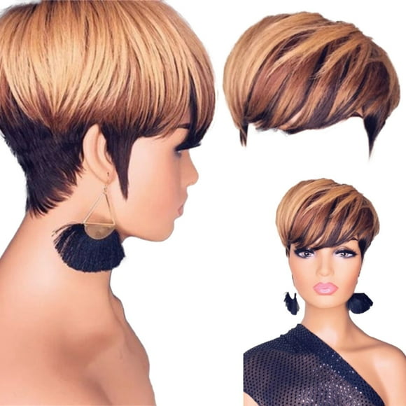 ZTTD Cut Wig for Black Women Short Bob Wig Human Hair None Lace Front Wig with Full Machine Made Wig Brazilian Remy Human Hair Wig Beauty Tool Pullover Toupee