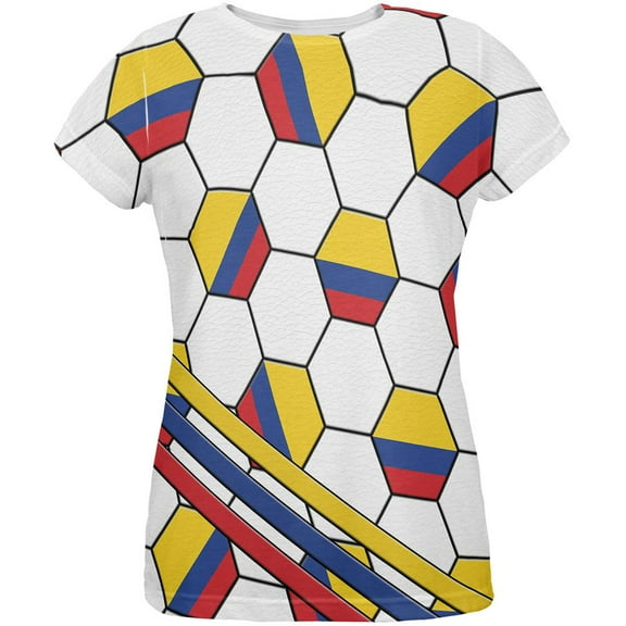 World Cup Colombia Soccer Ball All Over Womens T Shirt Multi MD