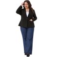 thumbnail image 3 of DARING DIVA Women's Plus Notched Lapel Long Sleeve Notched Lapel Business Blazer 1X Black, 3 of 6