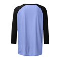 thumbnail image 5 of 3/4 Length Sleeve Womens Tops Trendy Casual Patchwork Color Block Shirts Crew Neck Blouses Loose Fit Tshirts Fall Winter Ladies Going Out Tops, 5 of 5