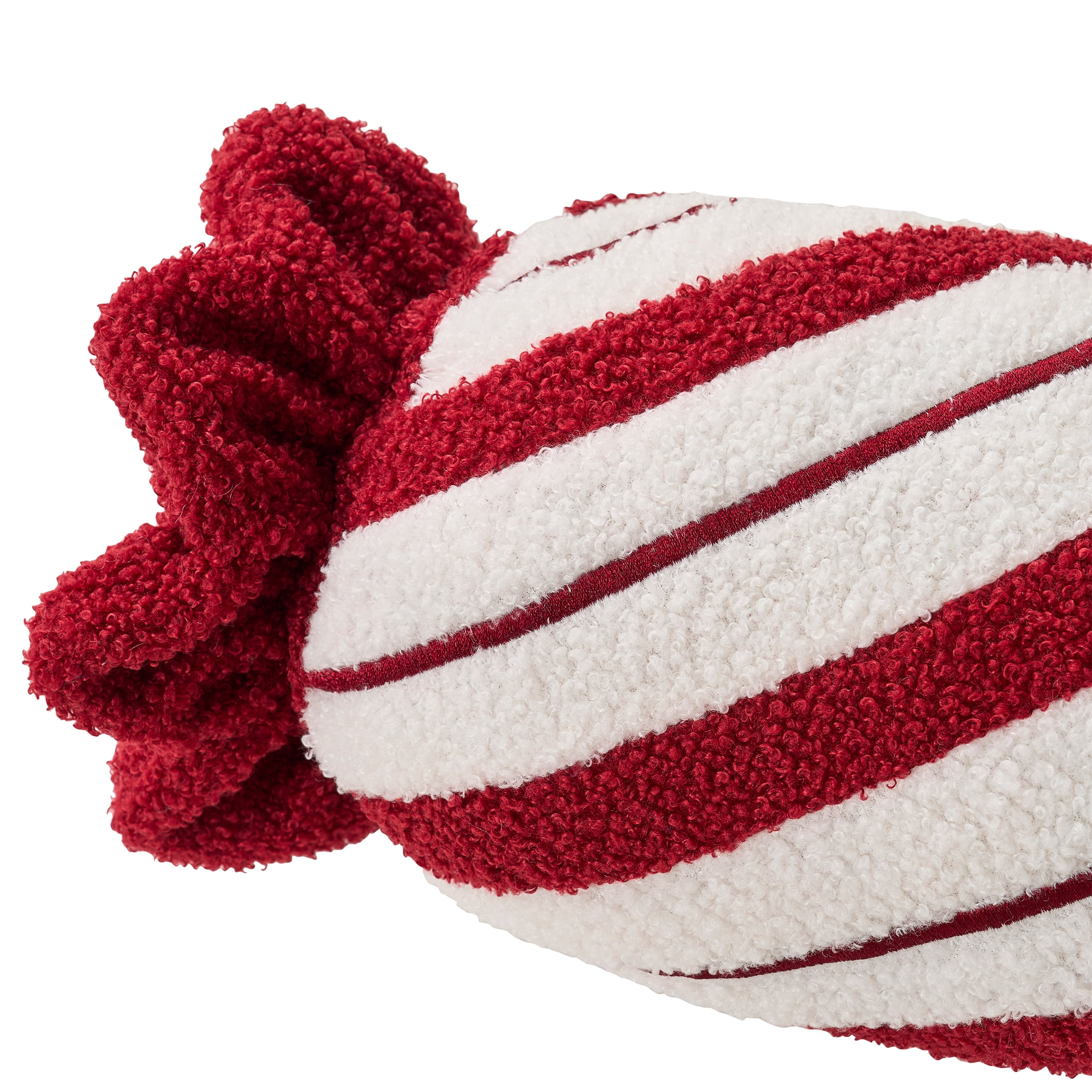 My Texas House 18" x 6" White/Red Candy Cane Bolster Decorative Pillow